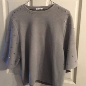 Zara textured studded 3/4 sleeve top